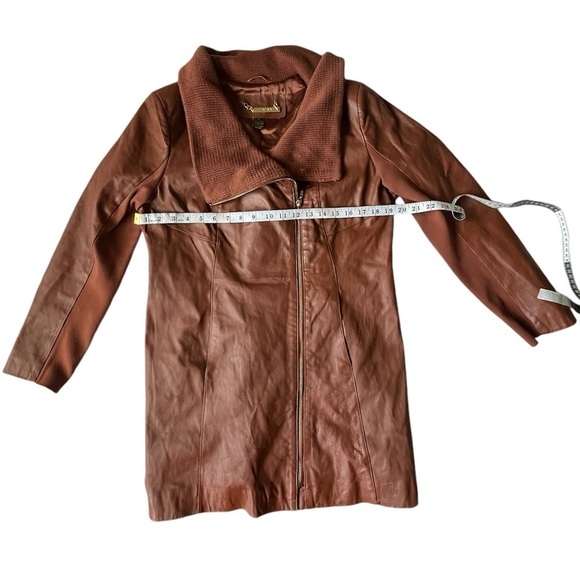 IMAN brown leather trench coat Y2K - Picture 6 of 10